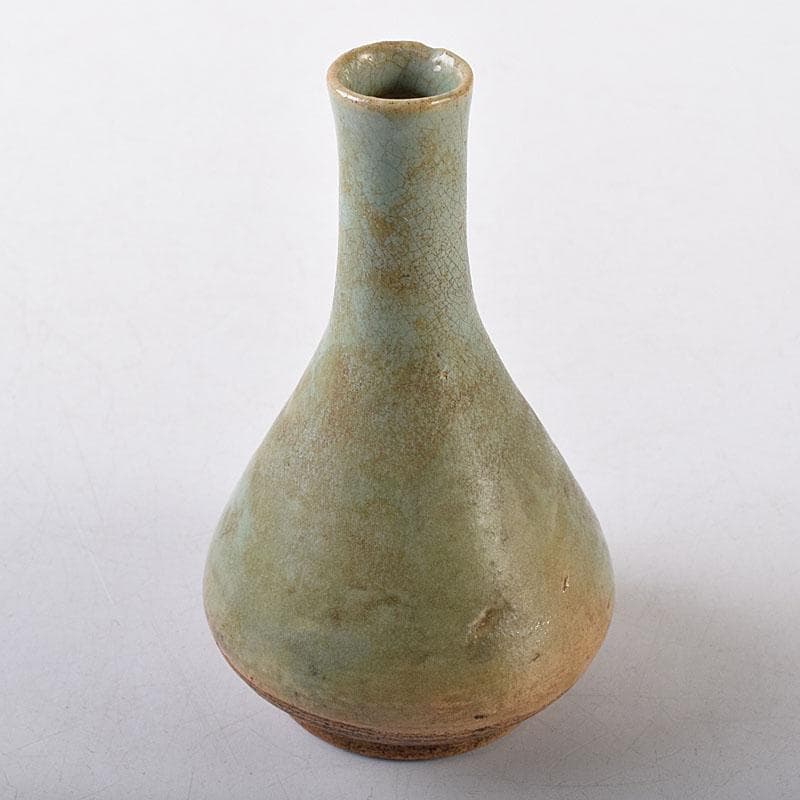 中国　龍泉窯　青磁　一輪挿し　時代箱付　M　R8638