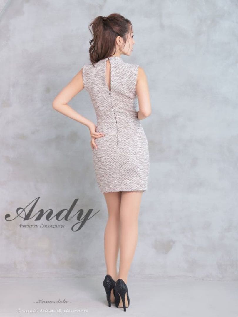 andy M ドレス　ツイード　ブラウン　ローブドフルール