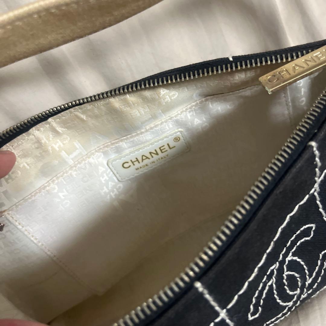 CHANEL スエード チェック柄 ハンドバッグ