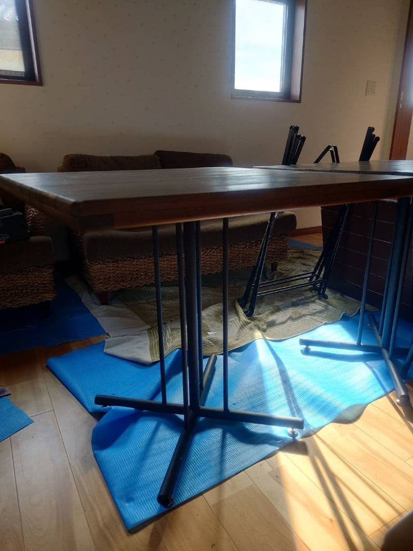 東馬 KeLT カフェテーブル パイン古材×スチールダークブラウン2個セット