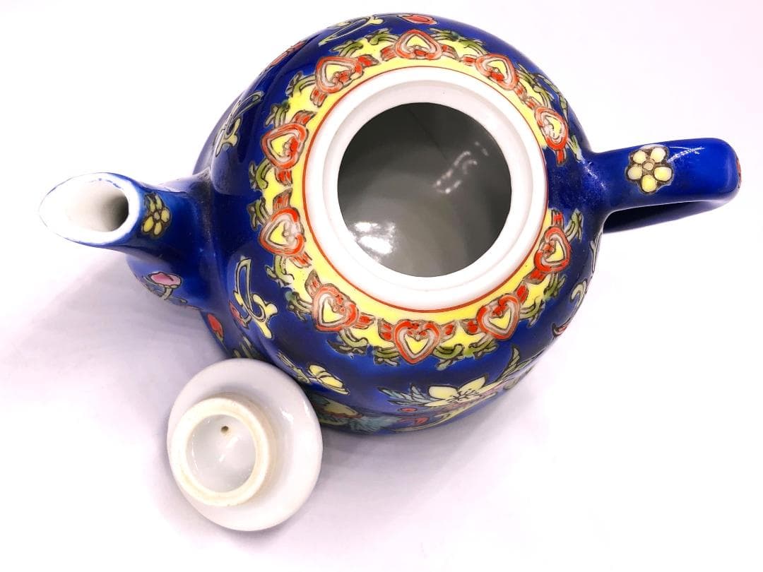 乾隆年款ティーポット/トレー 】 五彩獅子唐草花文 蔵出し骨董