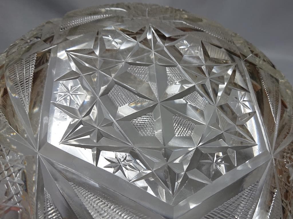 名家蔵出 江戸期 江戸切子輪花鉢 8寸 保証