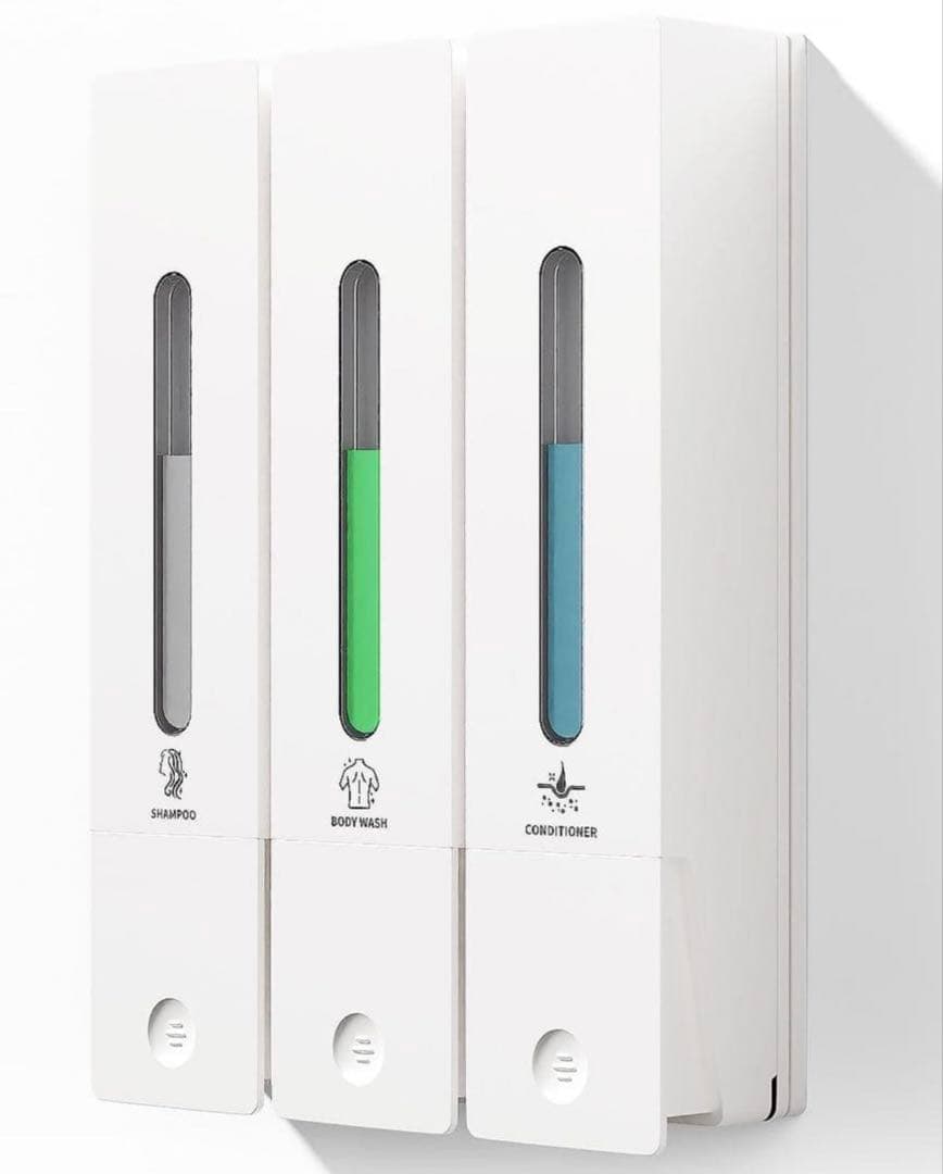 シャンプーボトル 3室 壁掛けタイプ 各400 ホワイト マグネット式