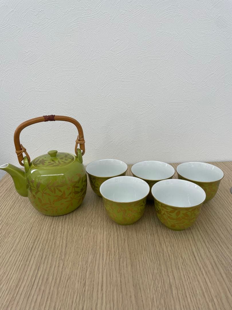 Amazon.co.jp: たち吉 急須 湯呑5客セット グリーン 萌葱金彩 茶器 和