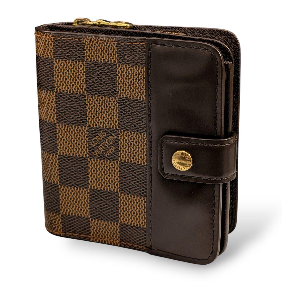 美品】 ルイヴィトン コンパクトジップ ダミエ エベヌ 二つ折り財布