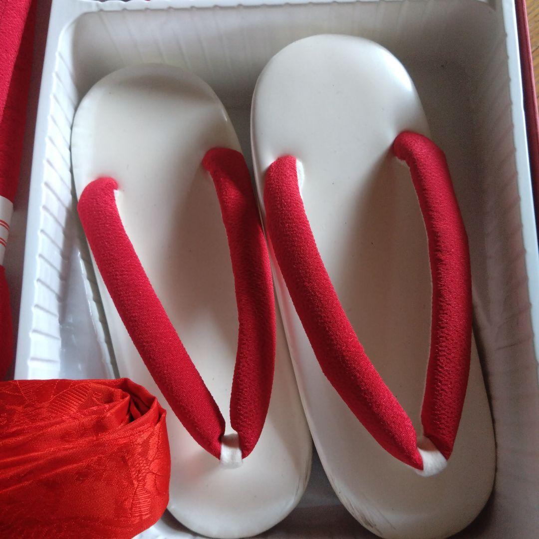 上質美品★１回使用★七歳★七五三小物セット 赤と白※草履スレあり