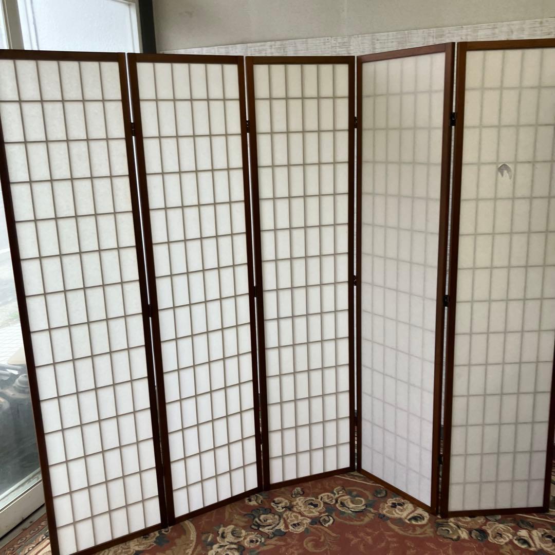 昭和レトロ 和モダン 木製 4連格子 障子パーテーション 間仕切り