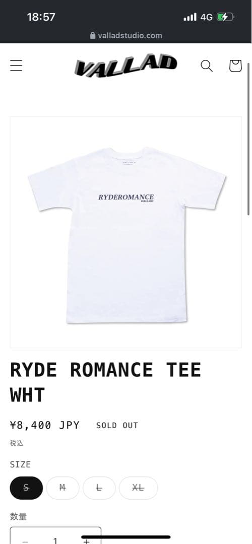 VALLAD RYDERomance ホワイトTシャツ