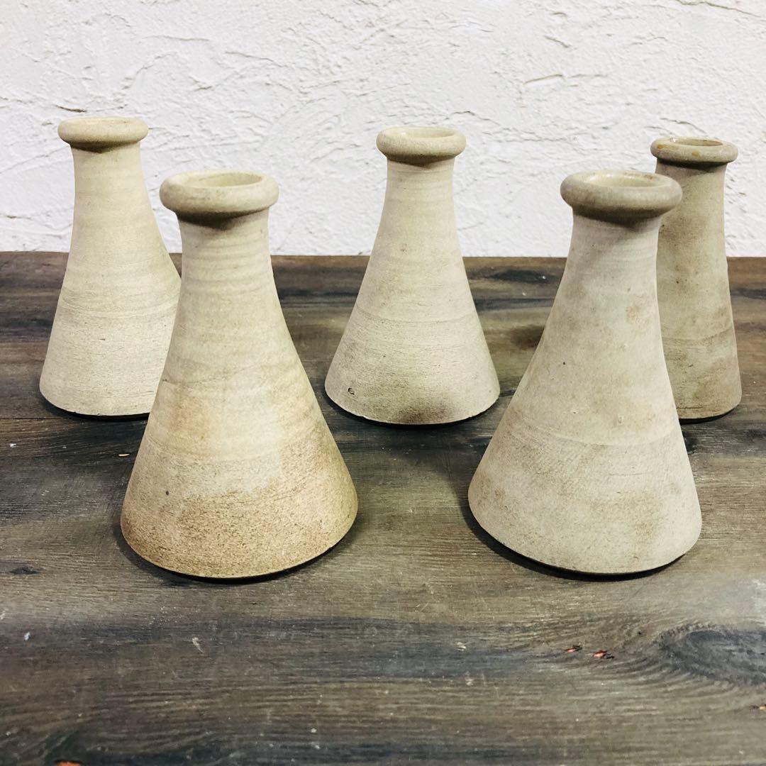 昭和レトロ 陶器 フラワーベース 5脚 花入 花瓶 一輪挿 ビンテージ 信楽