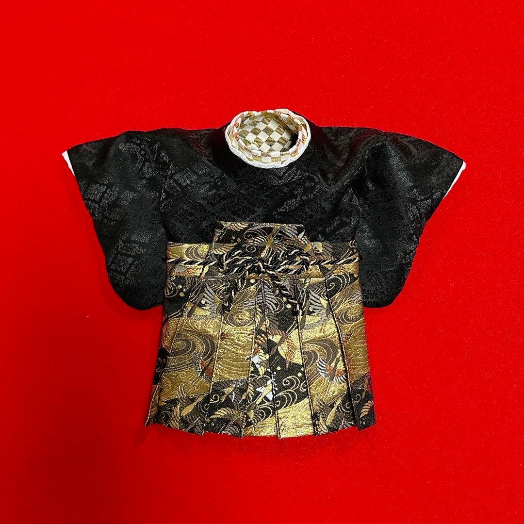 即納✨犬の袴 犬用本格袴セット XS 黒 鶴柄 西陣織 犬服 紋付袴・羽織袴 男の子の和装着物｜お正月、七五三、結婚式