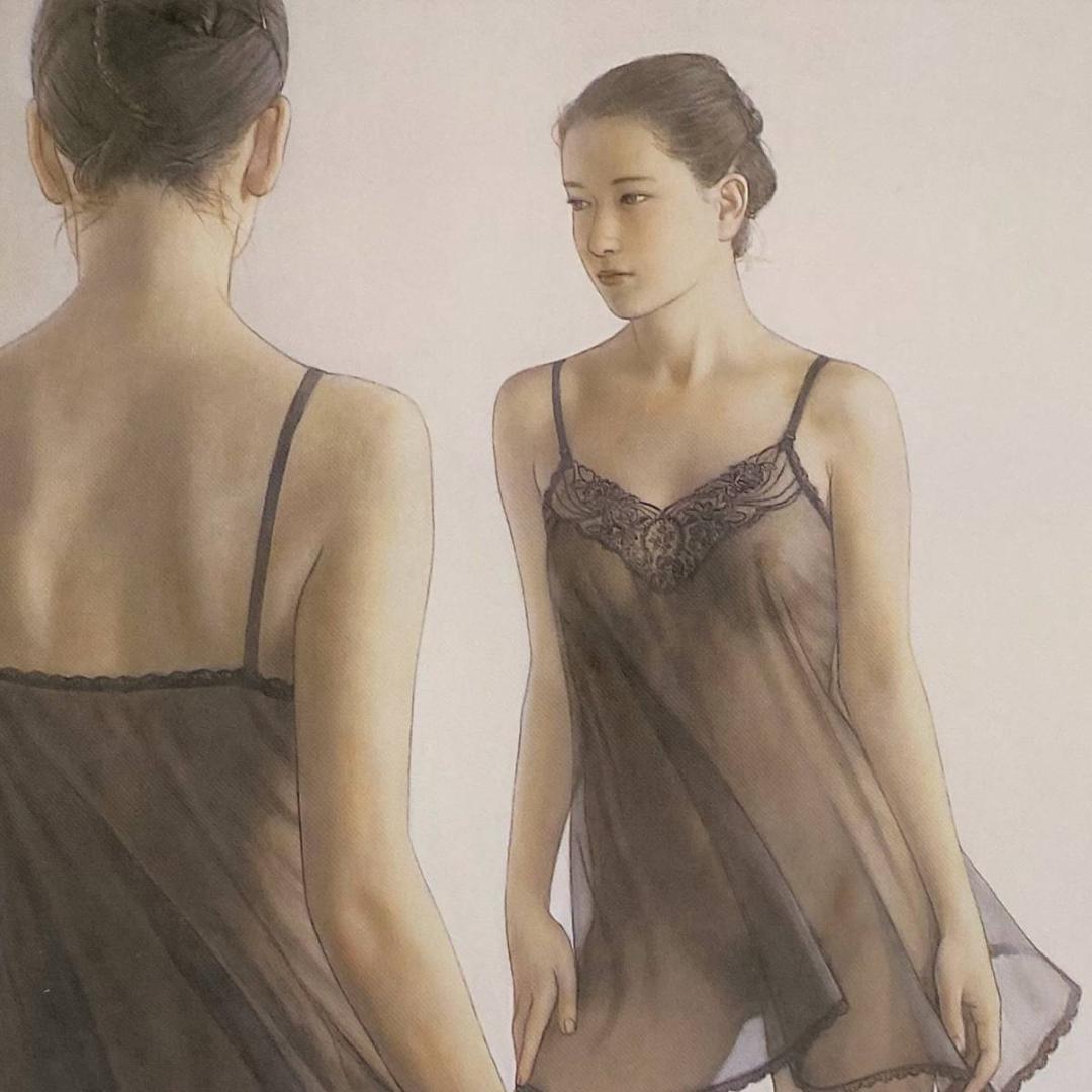 高塚省吾、【鏡】、希少な額装用画集画、新品高級額 額装付、状態良好