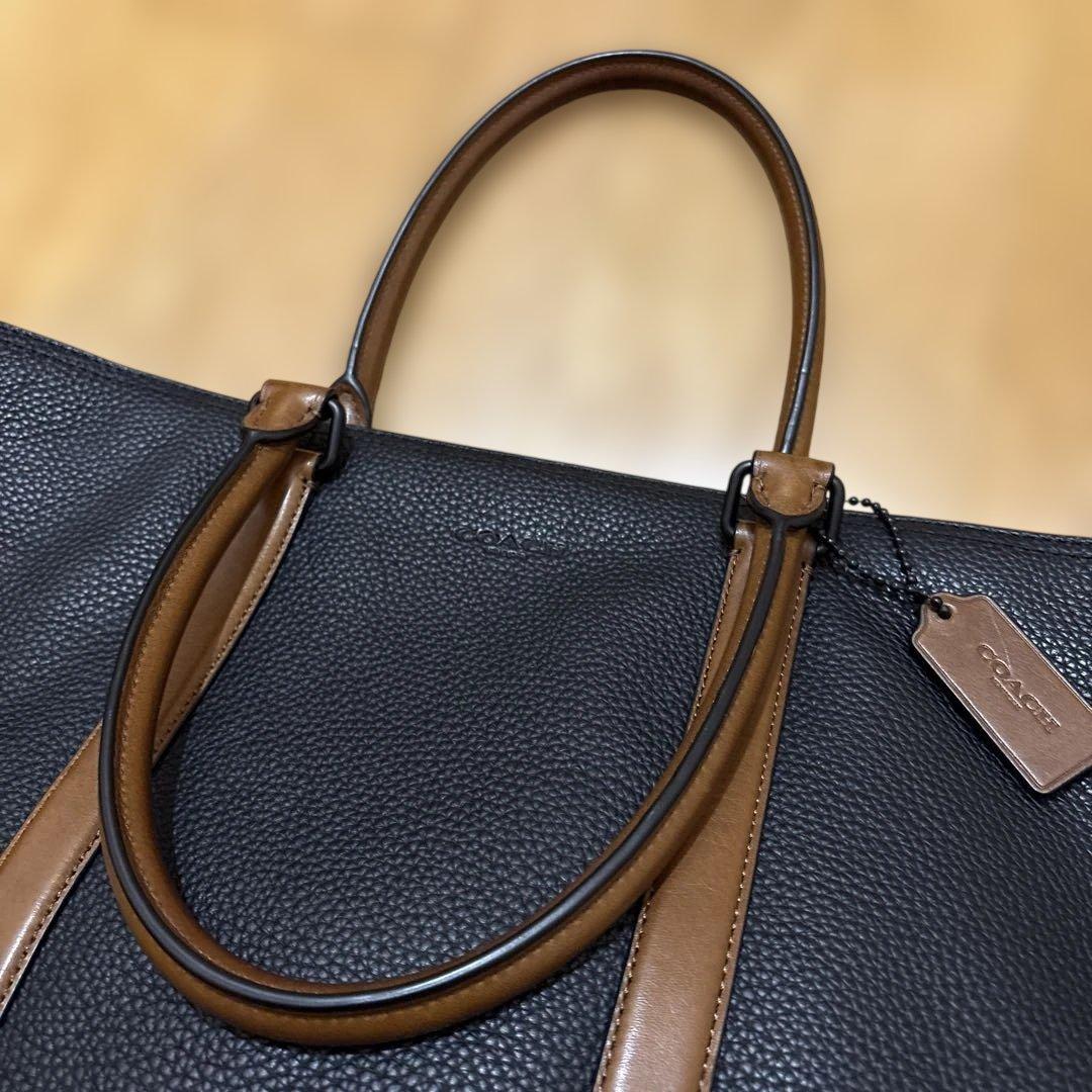 COACH 57773 黒茶　メトロポリタン　ビジネストートバッグ　ペブルレザー