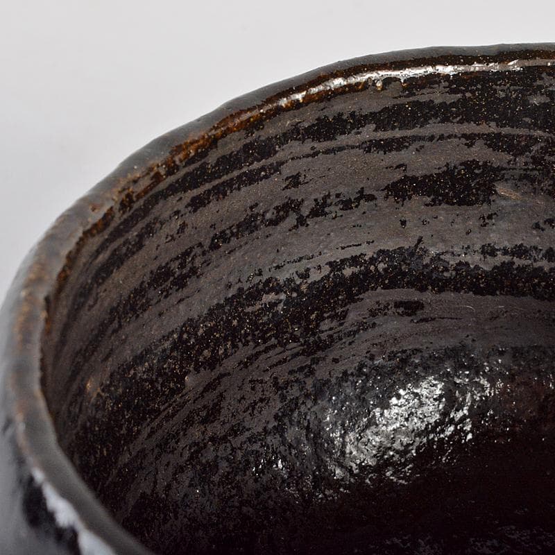 茶道具 楽吉左衛門 黒楽茶碗 共箱 D R7098