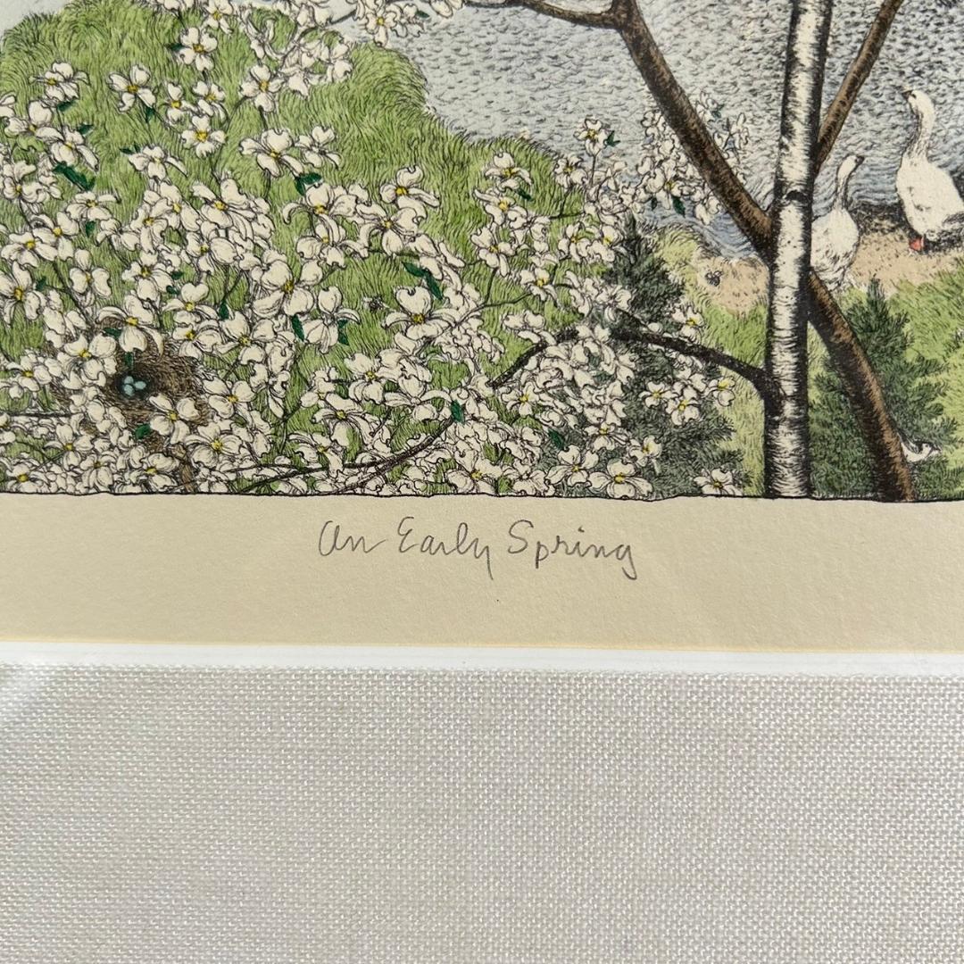 美品 スーザン・ハント・ウォルコッツ「EARLY SPRING」銅版画 サイン入