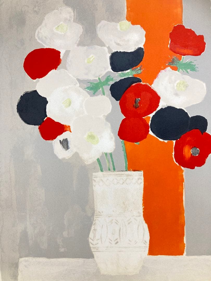 真作保証】ベルナール・カトラン「アネモネ」リトグラフ 直筆サイン