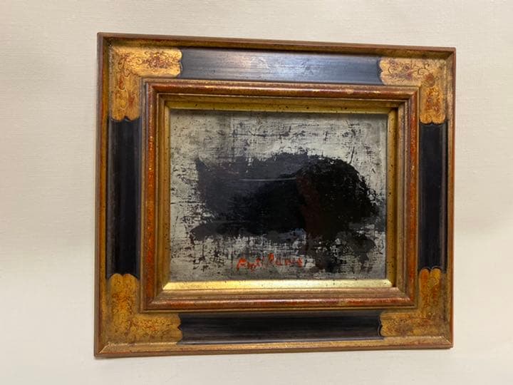 絵画 油絵　母と仔