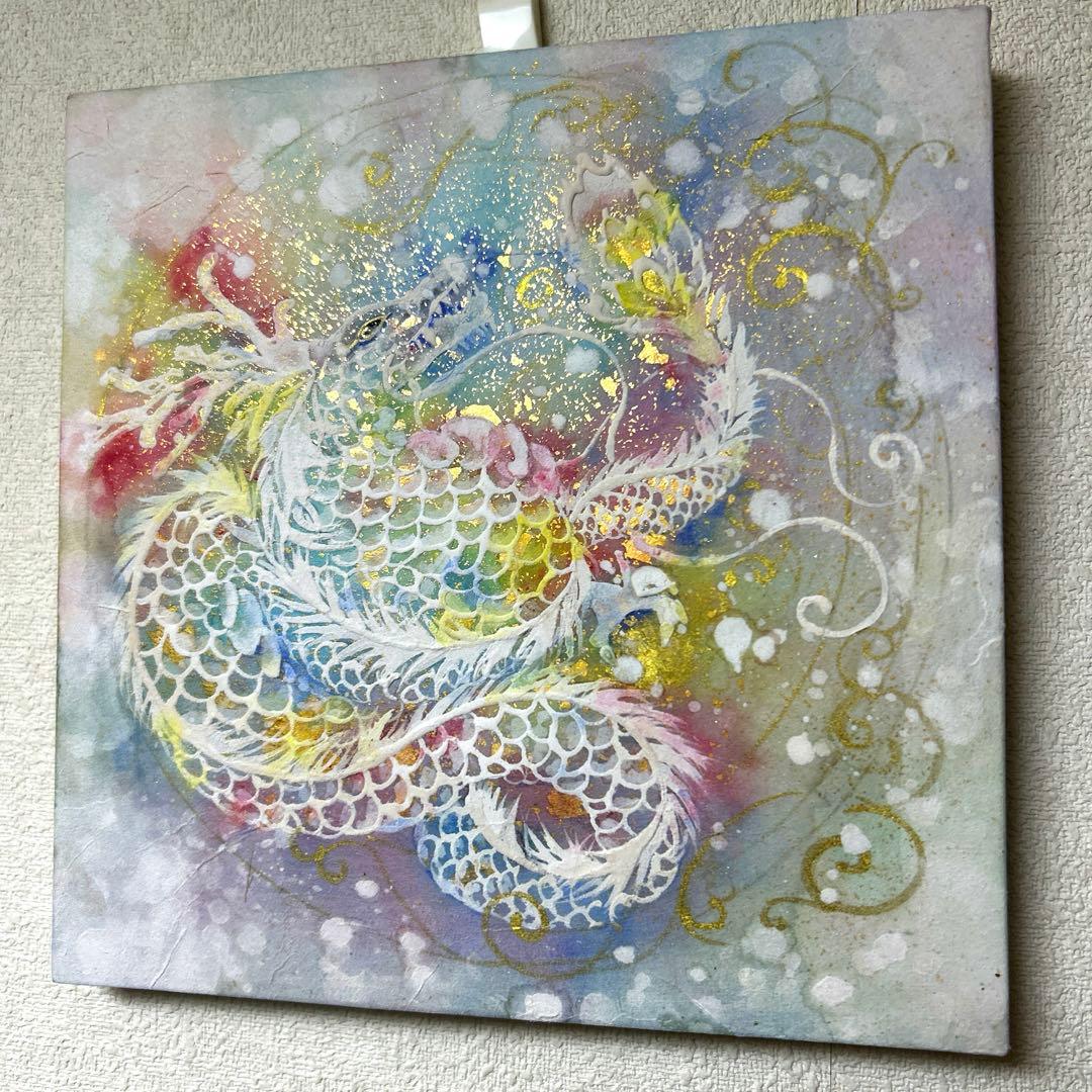 吉祥日本画「虹龍飛昇金舞」　レインボードラゴン