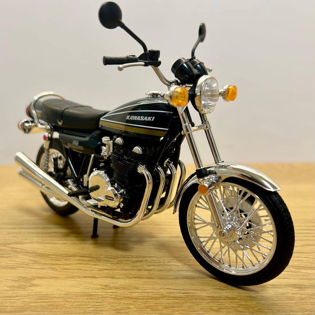 アオシマ 1/12 カワサキ750-RS Z2 玉虫ブルー 完成品バイク 美品 1/12