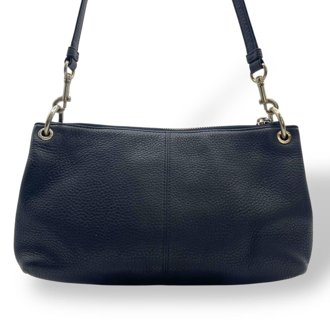 美品✨️コーチ ショルダーバッグ クロスボディ レザー シボ革 紺 ネイビー