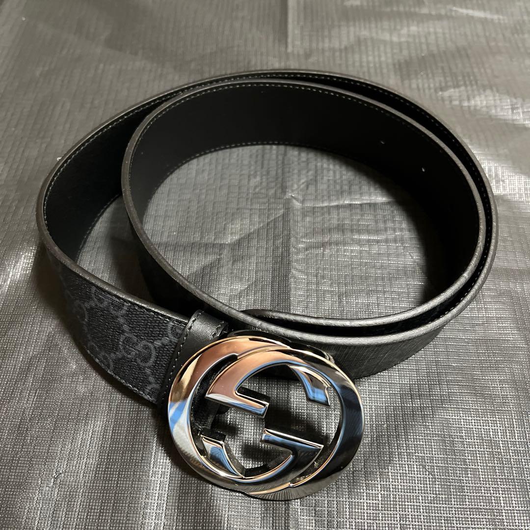 GUCCI ブラックレザーベルト 85 - メルカリ