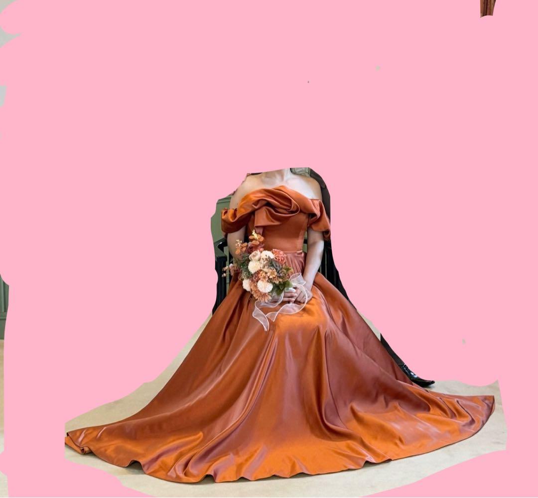 オフショルダードレス W274TE テラコッタ カラードレス ウェディング