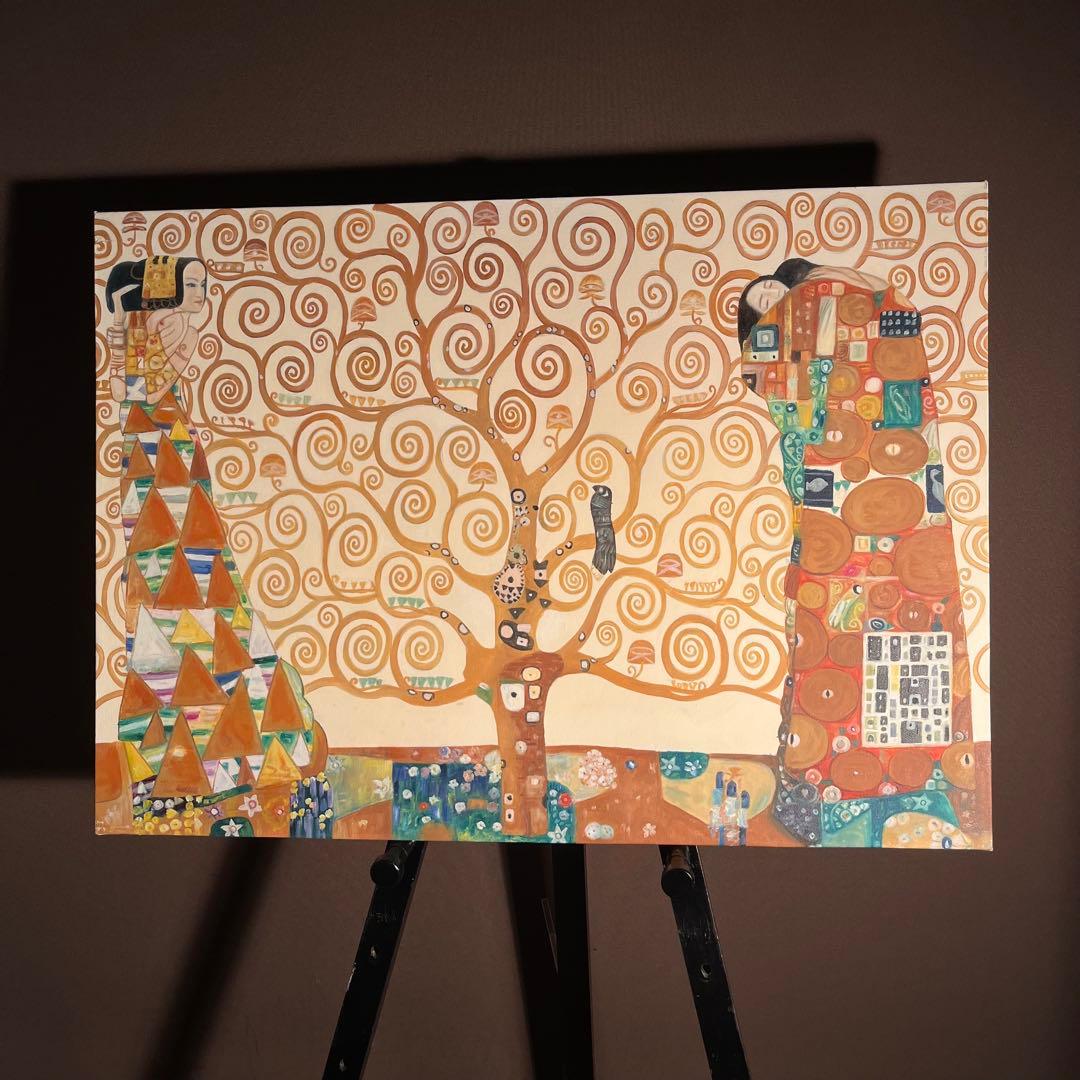 ☆秀作☆ 手書き油絵 クリムト 生命の木肉筆絵画 インテリア 油彩画
