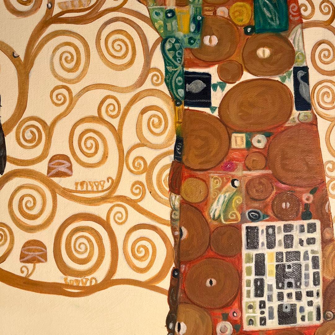☆秀作☆ 手書き油絵 クリムト 生命の木肉筆絵画 インテリア 油彩画