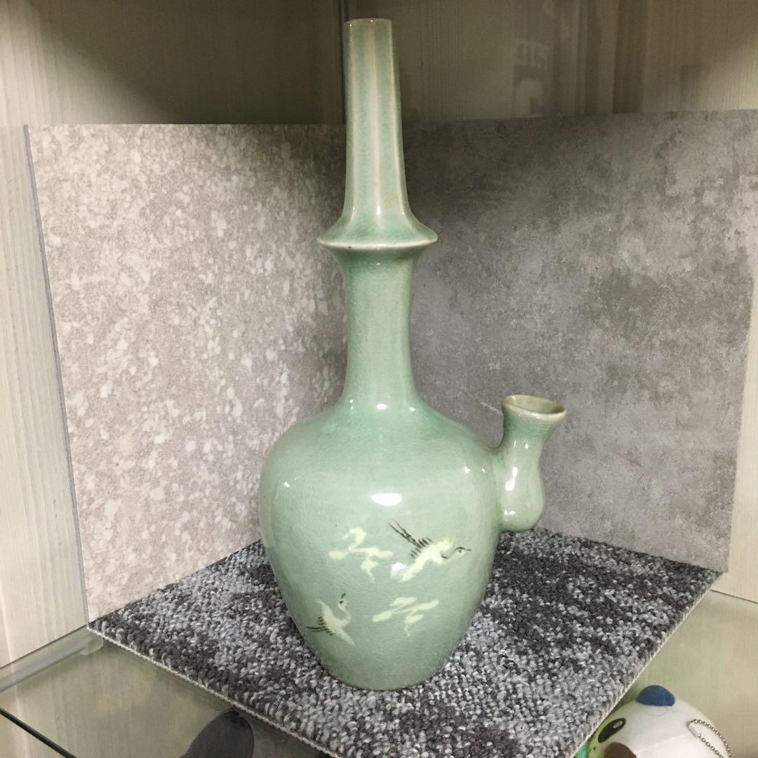 青磁　浄瓶　水瓶　水差　花瓶　一輪挿し　仏教　仏具　陶印あり