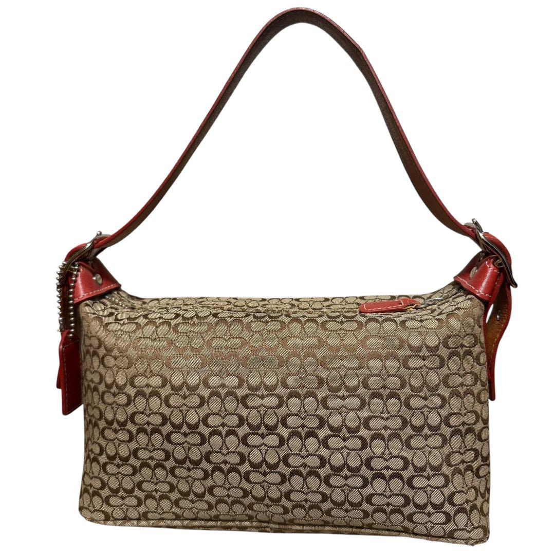 極美品✨コーチ　アクセサリーポーチ　シグネチャー　キャンバス　ブラウン　6332