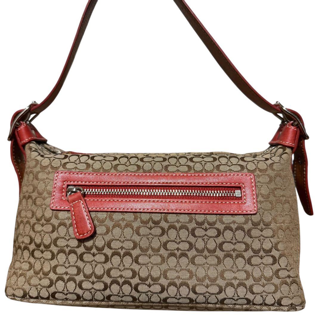 極美品✨コーチ　アクセサリーポーチ　シグネチャー　キャンバス　ブラウン　6332