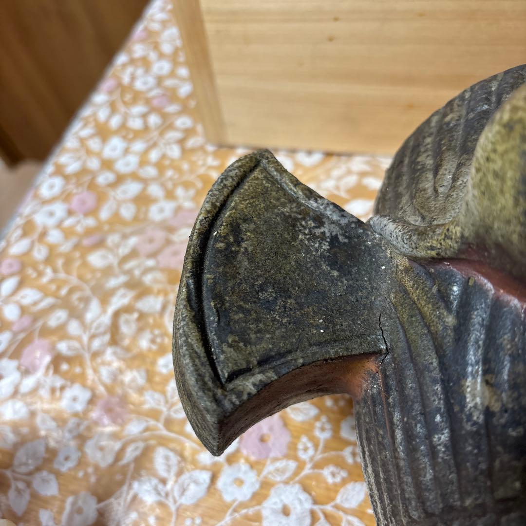 藤原陶臣 備前焼 子置物　打ち出の小槌に鼠