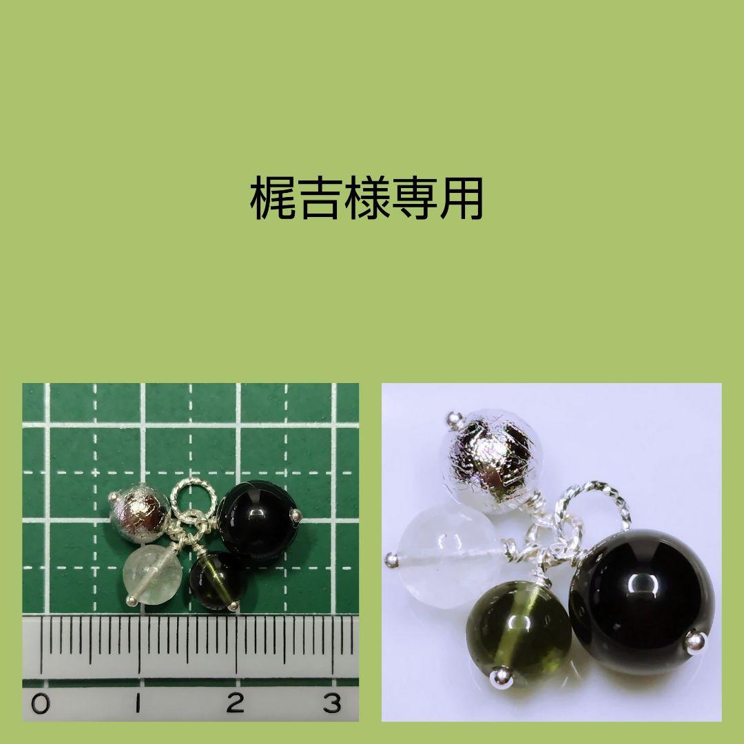 【専用】ギベオン リビアン モルダバイト モリオン 4石の縦長チャーム シルバー