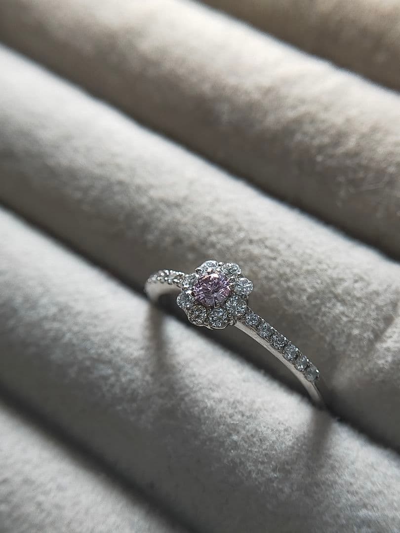 FANCY PURPLISH PINK 0.087ct ピンクダイヤリング