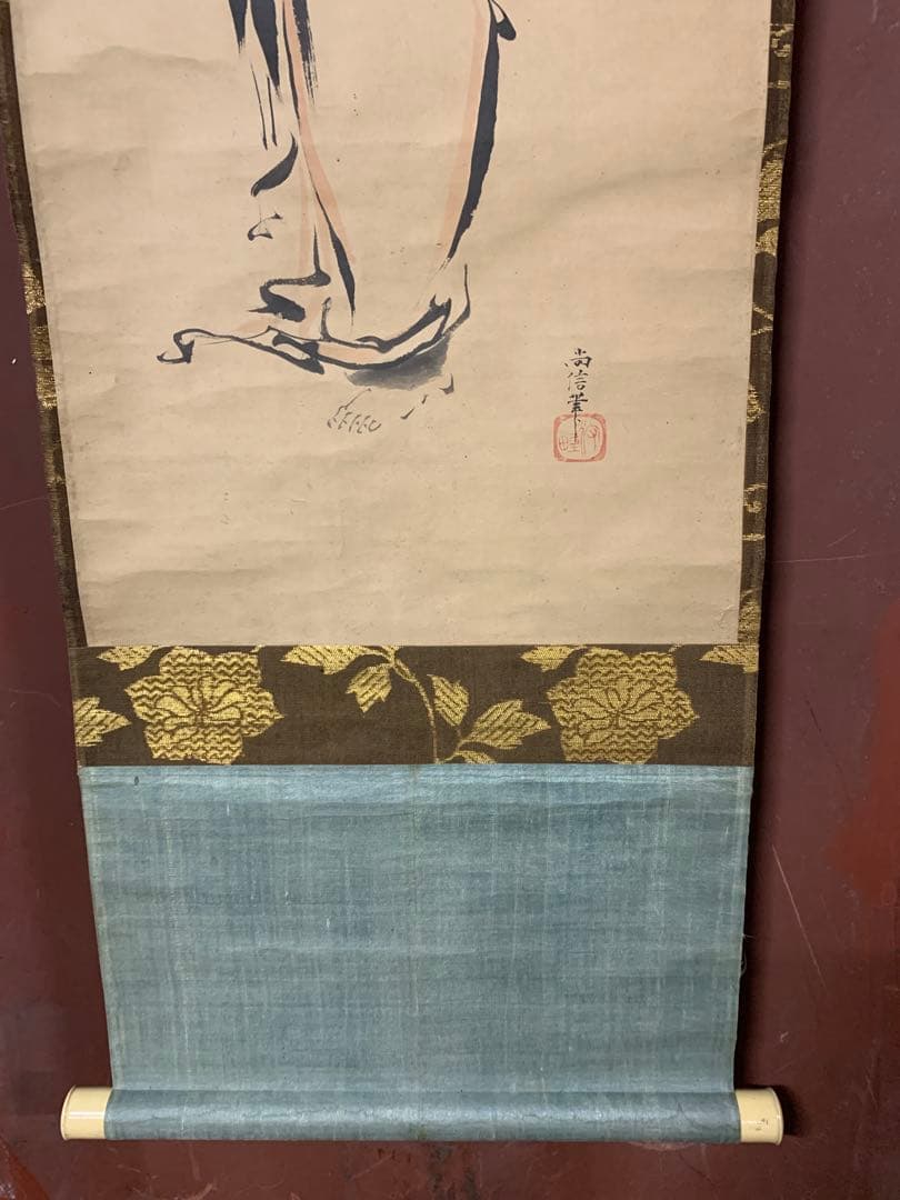 X9831』大徳寺 百拙和尚 賛 ・ 狩野 尚信 筆 人物画 掛軸