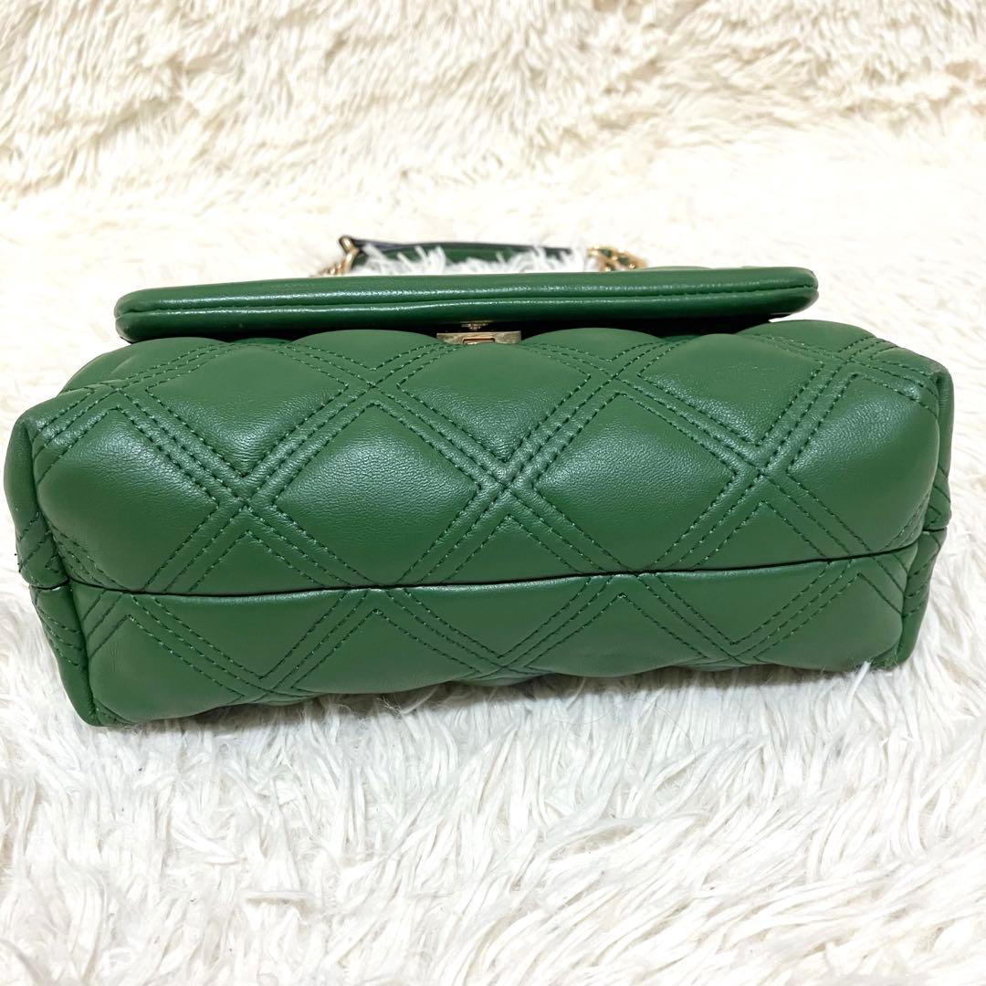 【美品】トリーバーチ＊キルティング ゴールドチェーン レザーグリーン