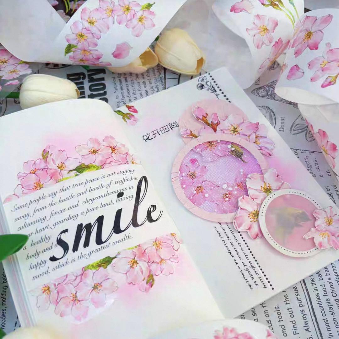 PET 初见 ダイカット加工 5.5cm×5m 海外マスキングテープ 桜 - メルカリ