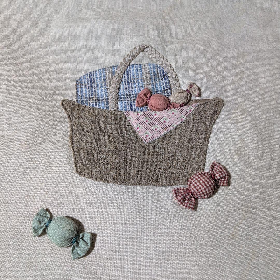 MANY ハンドメイド クマのアップリケ付き暖簾