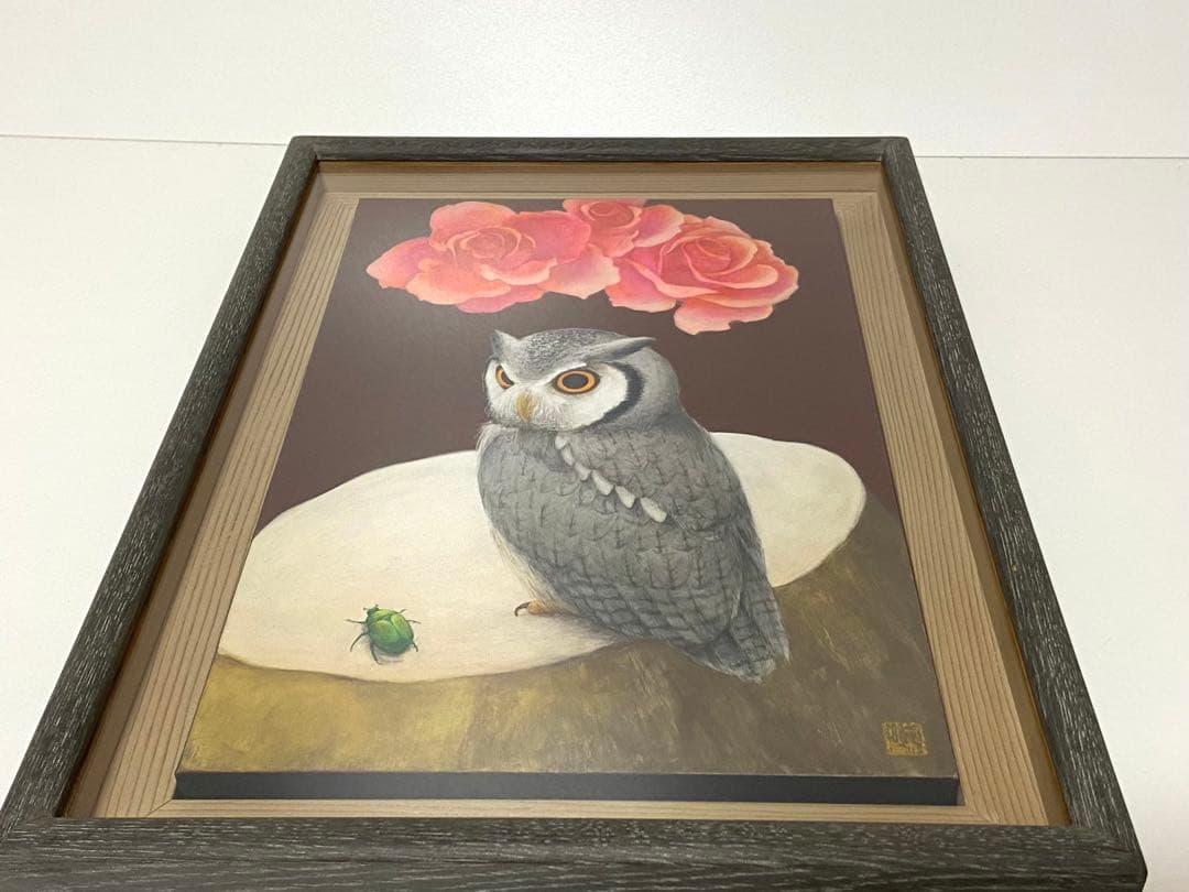 美品　三枝淳　木葉木菟図　本画　4号サイズ　ミミズク　フクロウ　絵画　縁起物