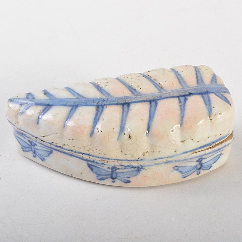 中国　古染付　一葉香合　時代箱　M　R7144