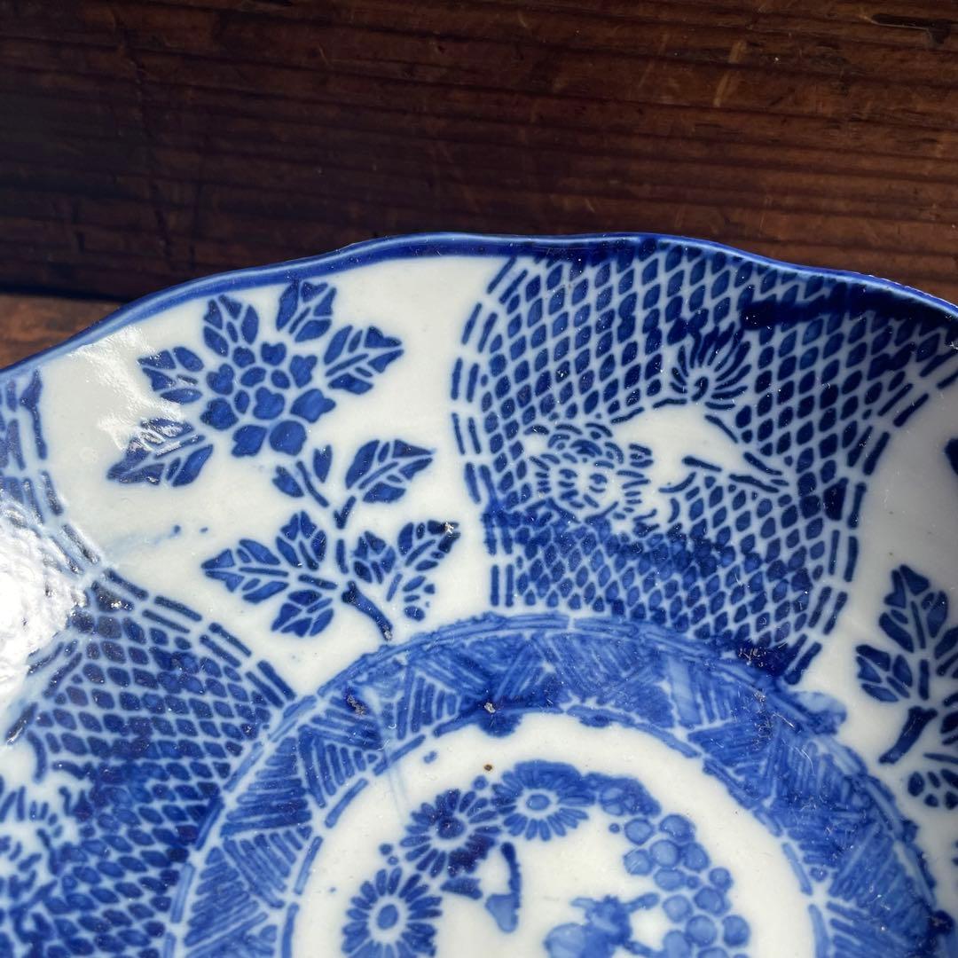 明治時代 印判皿 型紙摺り印判 骨董 レトロ アンティーク 蚤の市 骨董