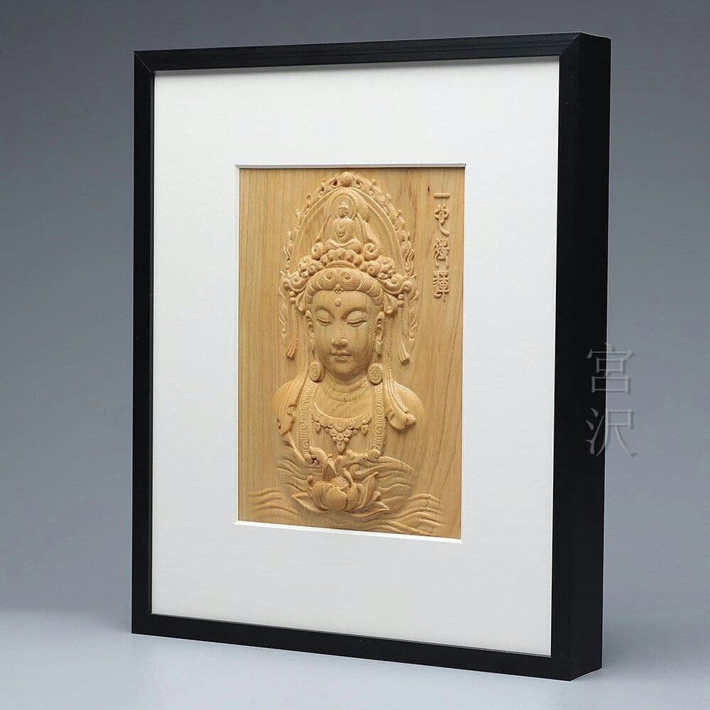 【宮沢】装飾壁画  観音菩薩  仏教工芸品   祈る厄除  彫刻   置物