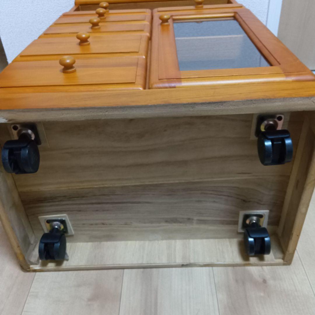 け*ん様 木製電話台 マルチFAXラック/リビングチェスト キャスター付