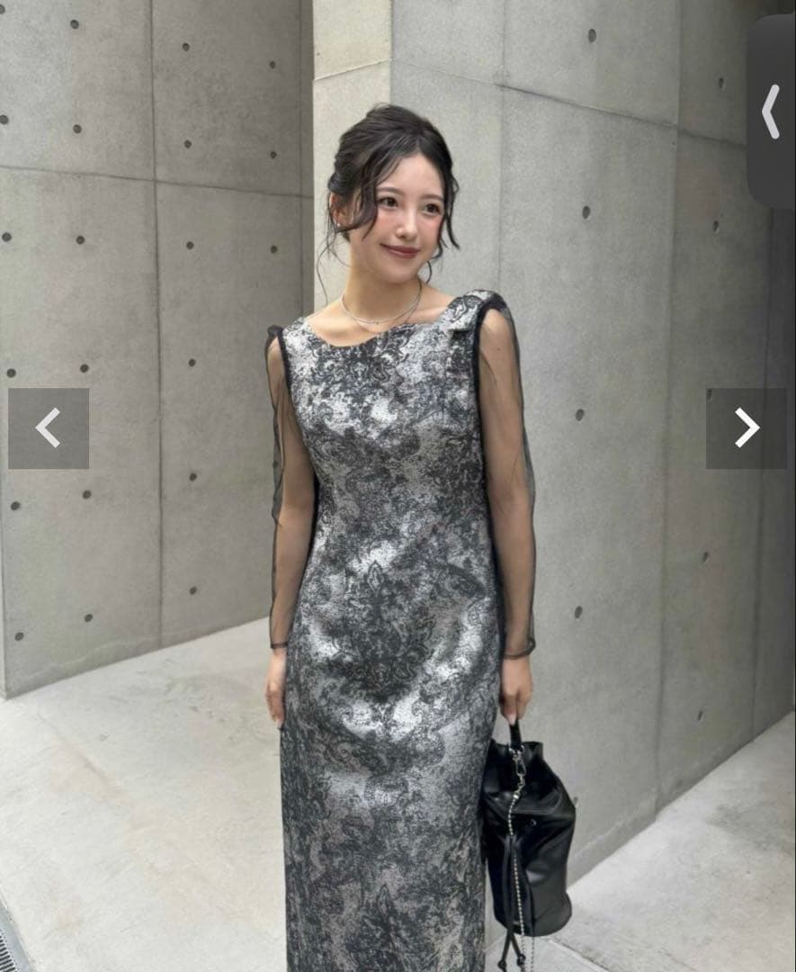 ※nonさま専用※【リルアー】ショルダーリボンジャガードドレス/￼m long