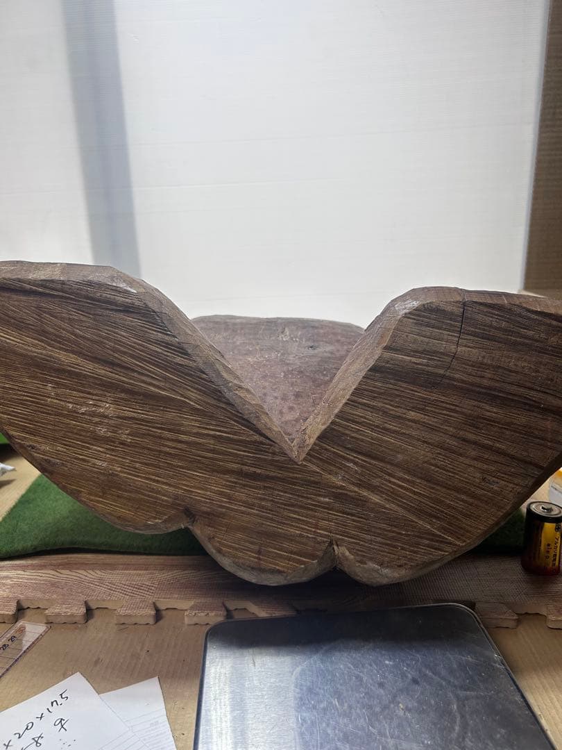 大迫力】木彫り大蛙像／アンティーク調オブジェ