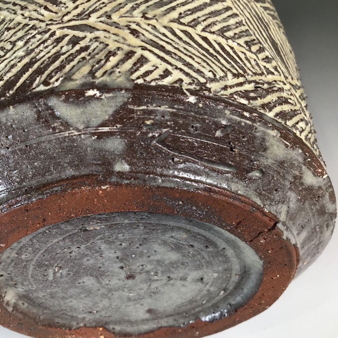 Ｎ６６４　水指　『朝倉窯　山内達雄造』『三島手水指』　共箱　茶道具