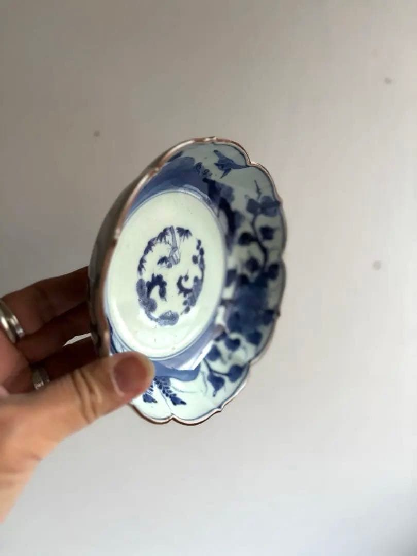 784 骨董 アンティーク 古伊万里 芙蓉手輪花なます皿 成化年製 上物