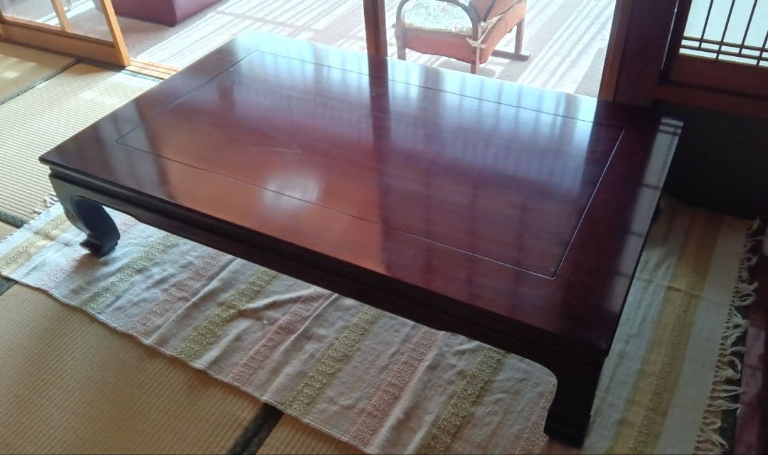 黒檀座卓 食卓机 唐木 リビング ダイニング テーブル ロー - メルカリ