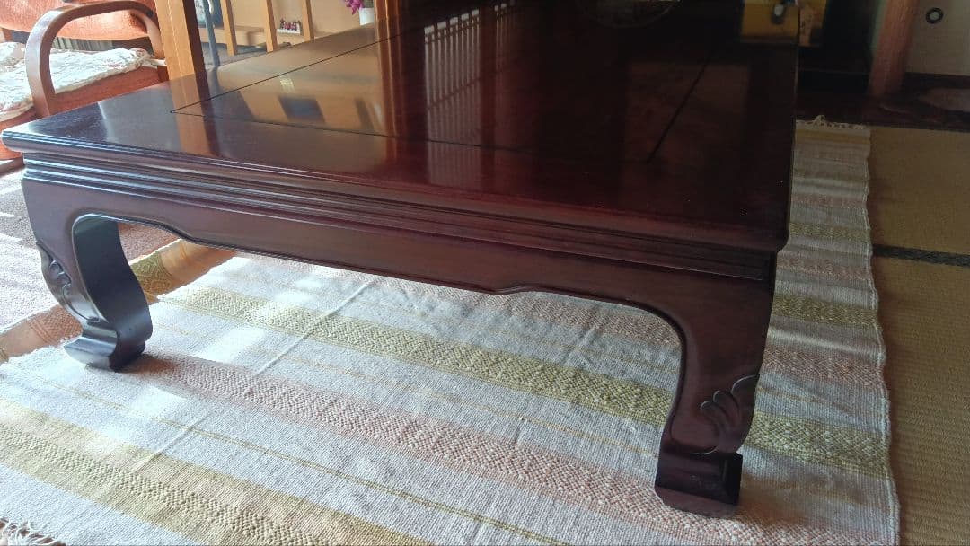 黒檀座卓 食卓机 唐木 リビング ダイニング テーブル ロー - メルカリ