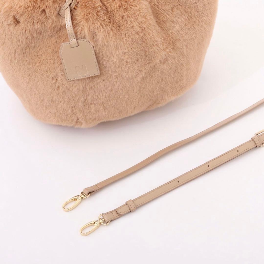 未使用NOLLEY’Sエコファーリングハンドルバッググレーファーショルダーバッグ