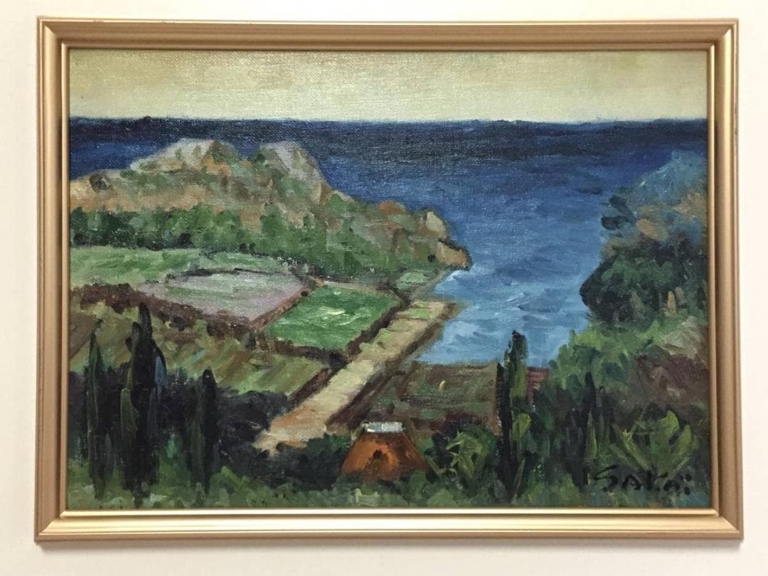 傑作 酒井良太郎 F4号 『外房風景』油彩 油絵 絵画 千葉県 房総半島